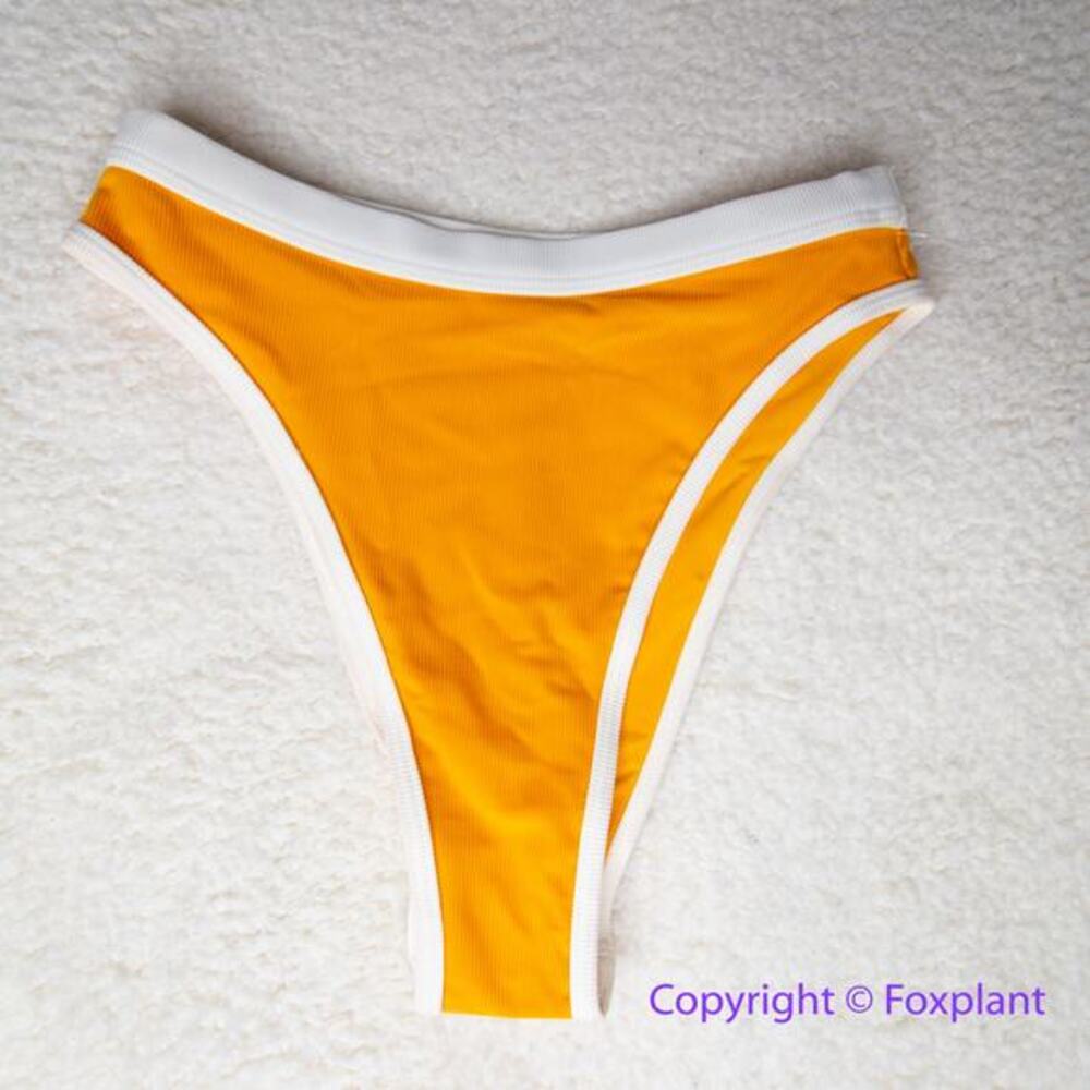New! Oneone Free People ribbed bikini bottom gold white‎ color block, size XS